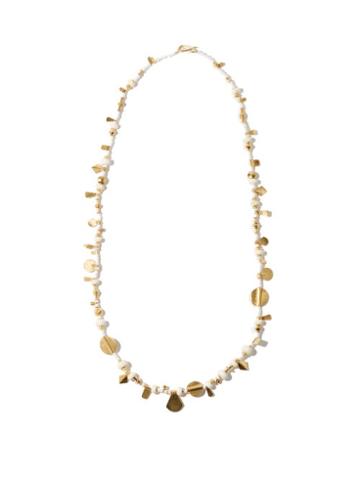 Matchesfashion.com Katerina Makriyianni - Stardust 18kt Gold-plated Beaded Necklace - Womens - White Multi