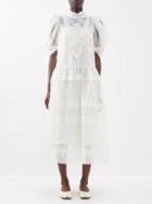Simone Rocha - Beaded Heart-cutout Lace & Silk-organza Midi Dress - Womens - Ivory