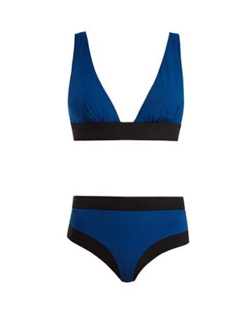 Matchesfashion.com Zeus + Dione - Aegina Contrast Triangle Bikini Set - Womens - Blue