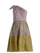 Anna October Contrast-print One-shoulder Cotton Dress