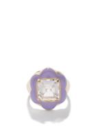 Bea Bongiasca - Give Them Flowers Crystal, Enamel & 9kt Gold Ring - Womens - Purple Multi