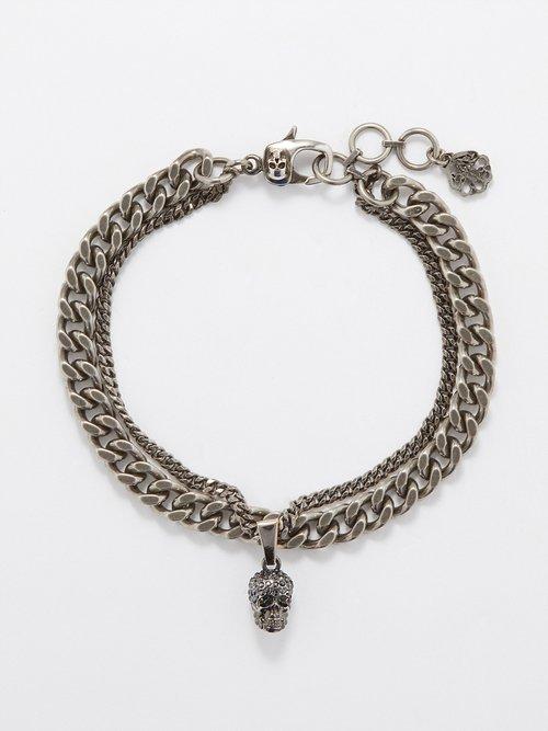 Alexander Mcqueen - Pav Skull Bracelet - Mens - Silver