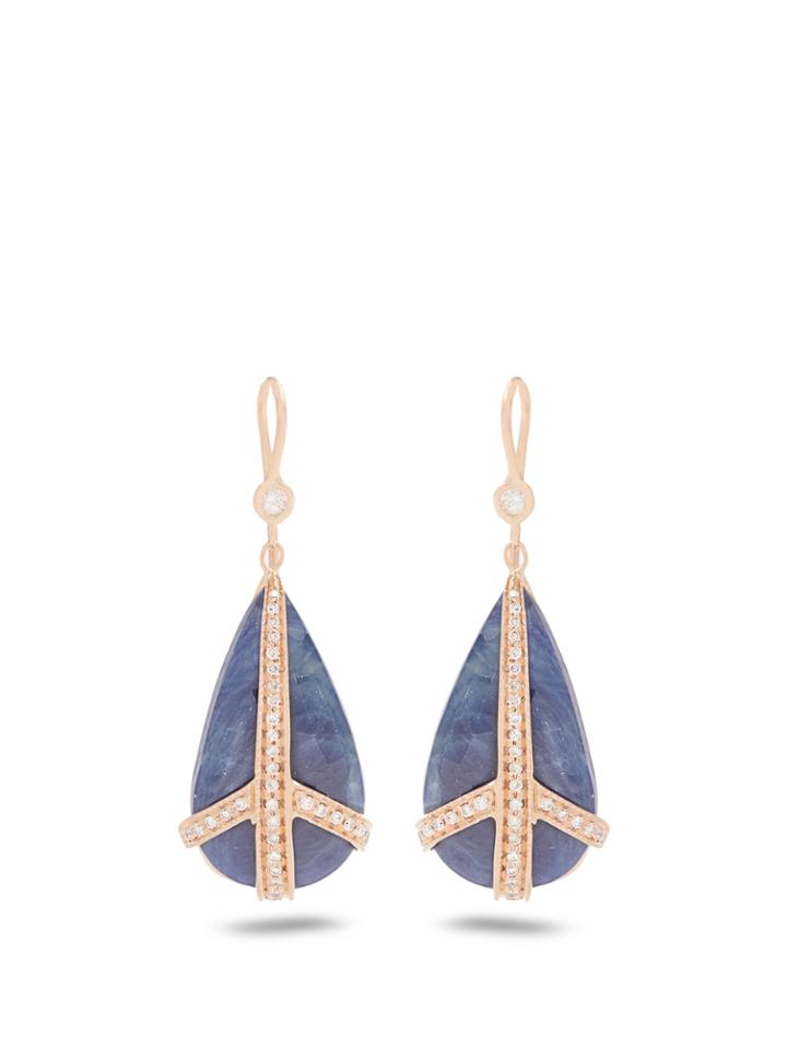 Jacquie Aiche Diamond, Sapphire & Rose-gold Earrings