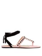Matchesfashion.com The Attico - Vanessa Crystal Embellished Moire Sandals - Womens - Pink