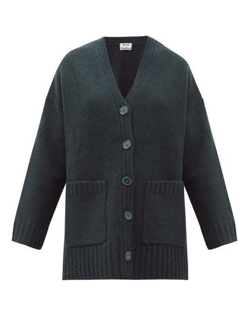 Matchesfashion.com Acne Studios - Kanita Side Slit Wool Blend Cardigan - Womens - Dark Green