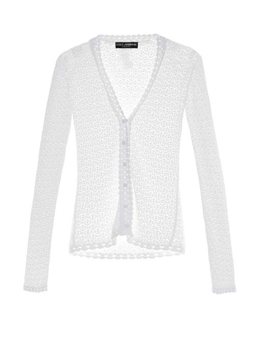 Dolce & Gabbana Lace-knit V-neck Cardigan