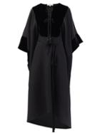 Matchesfashion.com Fil De Vie - Anis Velvet-yoke Silk-crepe Dress - Womens - Black