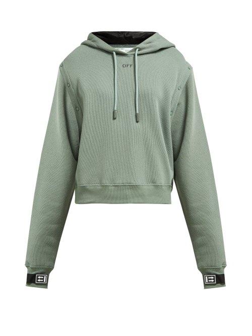 Matchesfashion.com Off-white - Detachable Sleeve Cotton Jersey Hooded Sweatshirt - Womens - Green