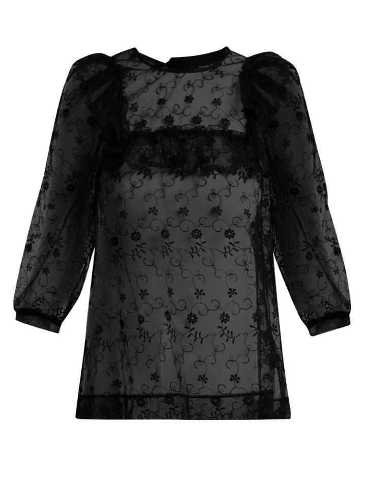 Simone Rocha Ruffle-trimmed Floral-lace Top