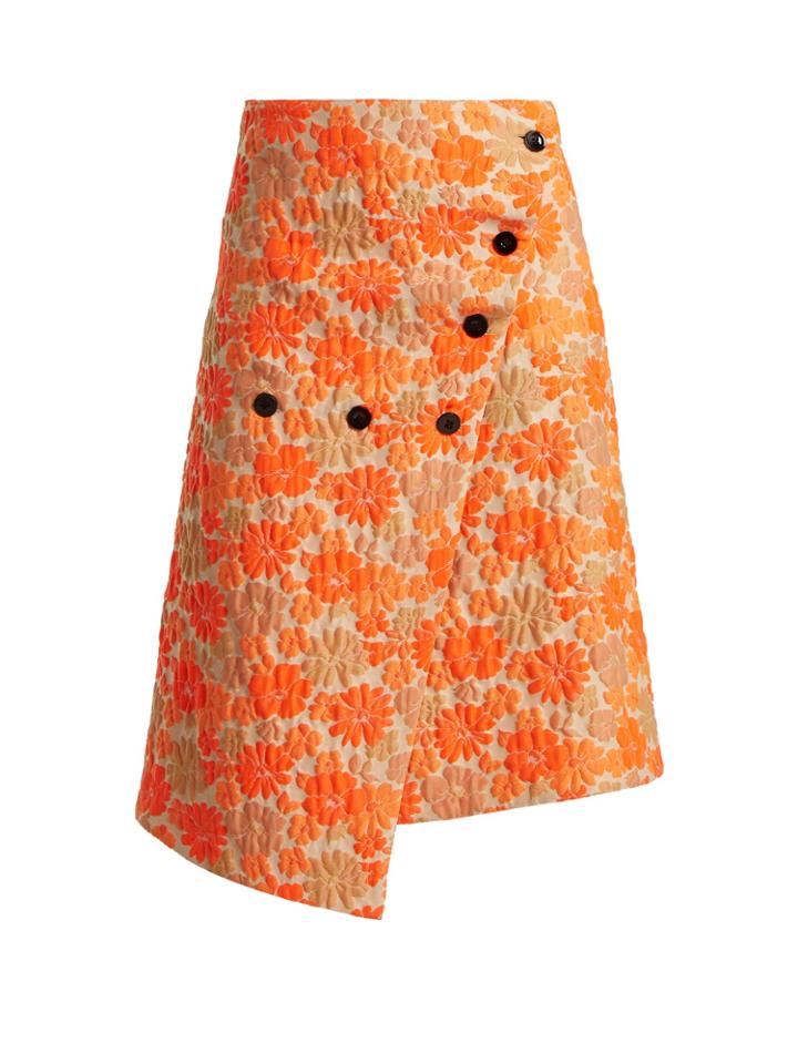 Jil Sander Fresia Floral-brocade Wrap Skirt