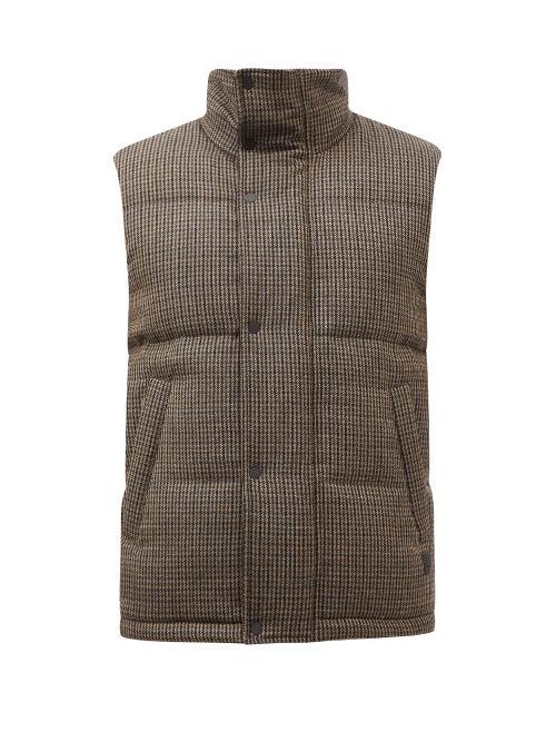 Dunhill - Houndstooth-wool Down Gilet - Mens - Brown Multi