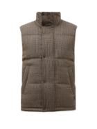 Dunhill - Houndstooth-wool Down Gilet - Mens - Brown Multi