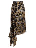 Matchesfashion.com Peter Pilotto - Asymmetric Fil Coup Silk Blend Midi Skirt - Womens - Black Gold