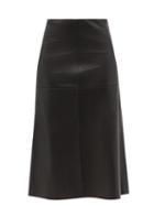 Joseph - Sidena Flared Leather Midi Skirt - Womens - Black