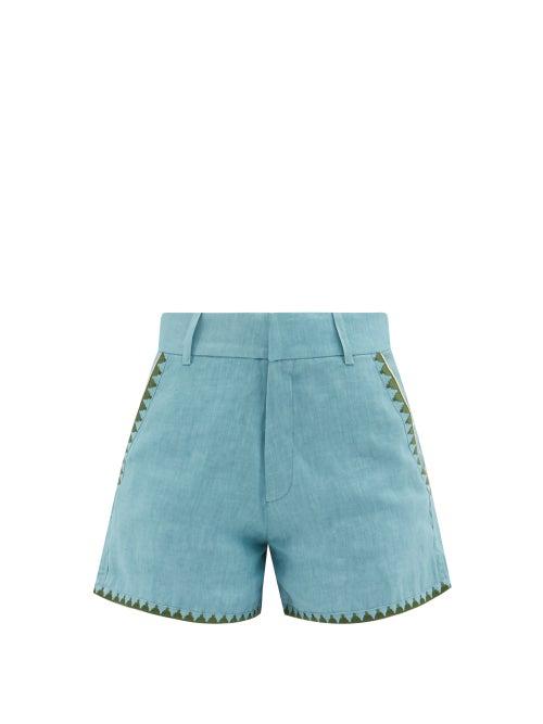 Emporio Sirenuse - Lightwind Linen Shorts - Womens - Teal