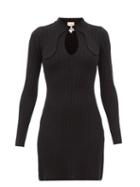 Joostricot - Keyhole-neck Ribbed Wool-blend Mini Dress - Womens - Black