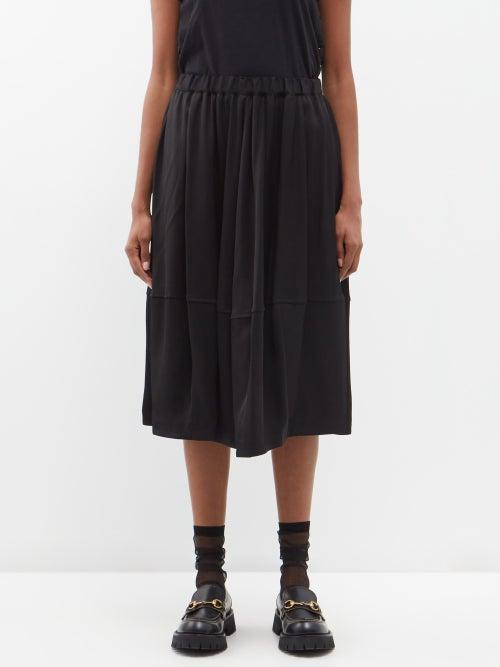 Comme Des Garons Comme Des Garons - Gathered Twill Midi Skirt - Womens - Black