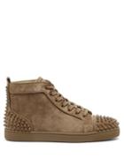 Matchesfashion.com Christian Louboutin - Lou Spike-embellished Suede High-top Trainers - Mens - Brown