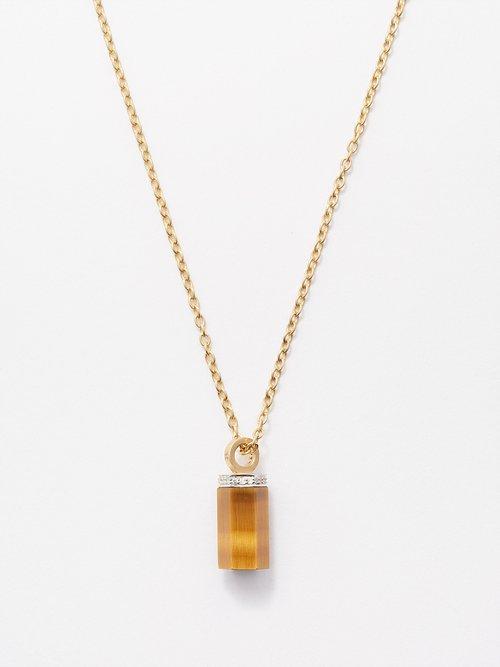 Jade Jagger - Tiger's Eye & 18kt Gold Necklace - Womens - Brown Multi