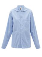 Tekla - Striped Organic-cotton Poplin Pyjama Shirt - Womens - Blue Stripe