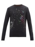 Mens Rtw Paul Smith - Paint-splatter Cotton-blend Jersey Sweatshirt - Mens - Black