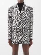 Alessandra Rich - Zebra-print Velvet Jacket - Womens - Black White