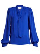 Matchesfashion.com Maison Margiela - Tie Neck Silk Blouse - Womens - Blue