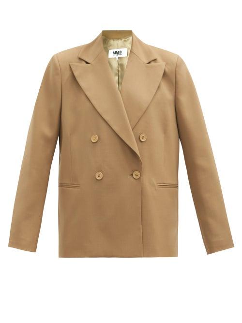 Matchesfashion.com Mm6 Maison Margiela - Double-breasted Twill Blazer - Womens - Camel