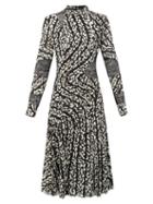 Matchesfashion.com Proenza Schouler - Lace Panel Printed Silk Blend Dress - Womens - Black White