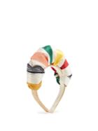 Benoît Missolin Anais Striped Satin And Raffia-straw Headband
