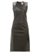 Matchesfashion.com Bottega Veneta - Square Neckline Leather Dress - Womens - Black