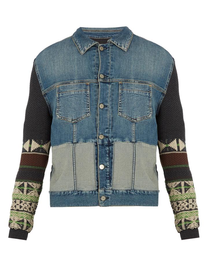 Maison Margiela Contrast-knit Reworked Denim Jacket