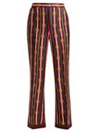 Matchesfashion.com Gucci - Web Striped Printed Silk Trousers - Womens - Blue Multi