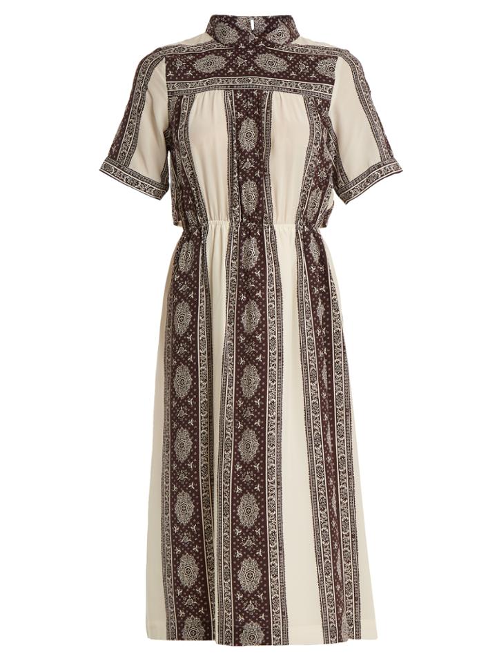 Sea Sonia Striped-paisley Print Silk Dress