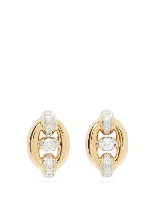 Matchesfashion.com Nadine Aysoy - Catena Diamond & 18kt Gold Stud Earrings - Womens - Yellow Gold