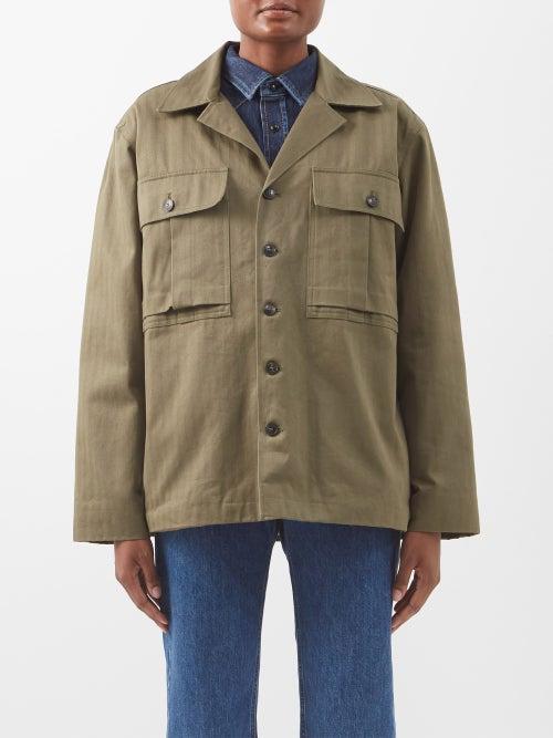 Fortela - Solomon Flap-pocket Herringbone-twill Jacket - Womens - Green