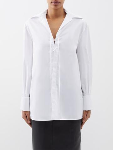Altuzarra - Deka Lace-up Cotton Shirt - Womens - White