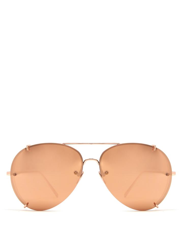 Linda Farrow Mirrored Gold-plated Aviator Sunglasses
