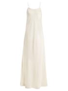 Matchesfashion.com The Row - Ebbons Round Neck Silk Gown - Womens - Ivory