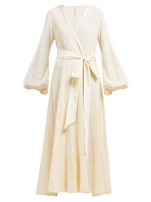 Matchesfashion.com Kalita - Gaia Slubbed Cotton Poplin Wrap Dress - Womens - Light Pink