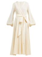 Matchesfashion.com Kalita - Gaia Slubbed Cotton Poplin Wrap Dress - Womens - Light Pink