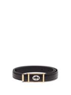 Matchesfashion.com Gucci - Gg Plaque Leather Belt - Mens - Black