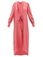 Matchesfashion.com Adriana Degreas - Tie-front Silk Robe - Womens - Pink