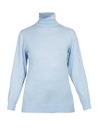 Matchesfashion.com Loewe - Logo Embroidered Roll Neck Sweater - Womens - Light Blue