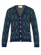 Gucci Argyle-intarsia Wool And Cashmere-blend Cardigan