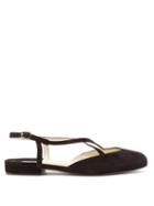 Ladies Shoes Salvatore Ferragamo - Oxalia Suede Slingback Flats - Womens - Black
