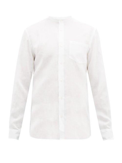 Matchesfashion.com Odyssee - Neville Grandad-collar Linen Shirt - Mens - White