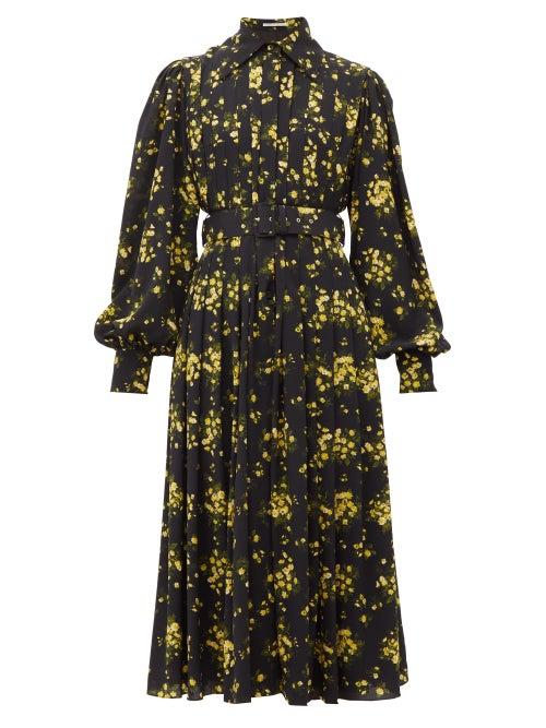 Matchesfashion.com Emilia Wickstead - Anatola Floral-print Crepe Midi Dress - Womens - Black Yellow
