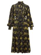 Matchesfashion.com Emilia Wickstead - Anatola Floral-print Crepe Midi Dress - Womens - Black Yellow