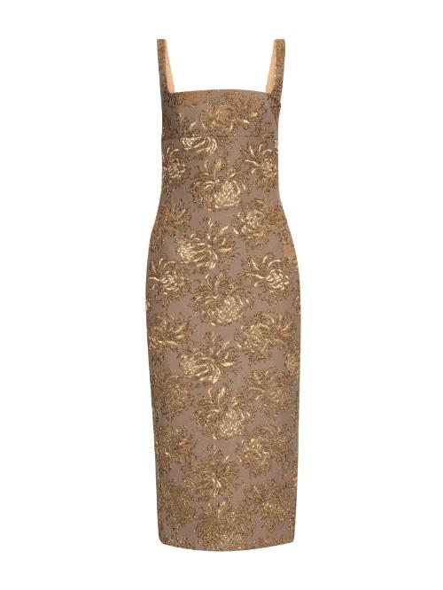 Rochas Floral Brocade Midi Dress
